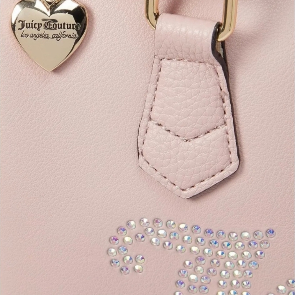 ⭐️🆕️Juicy Couture "Be Classic" Shine Rhinestone Glammed Satchel in Blush Pink - Picture 7 of 10